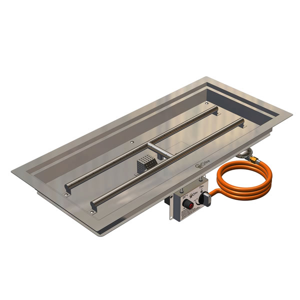 Inbouwbrander rechthoek GoFire RVS (56x28 cm)