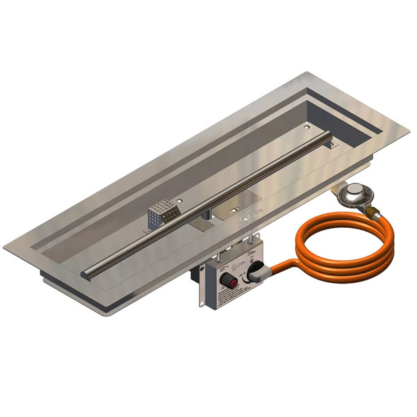 Inbouwbrander rechthoek GoFire RVS (75x25 cm)