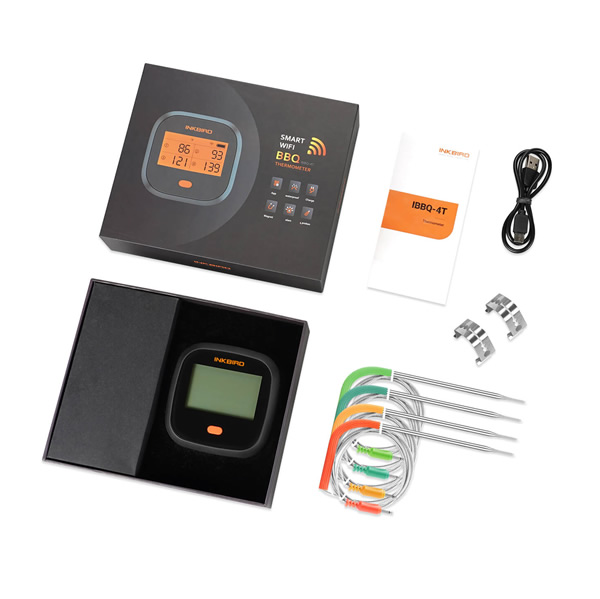 Thermometer BBQ INKBIRD IBBQ4T WIFI decovuurkorven.nl